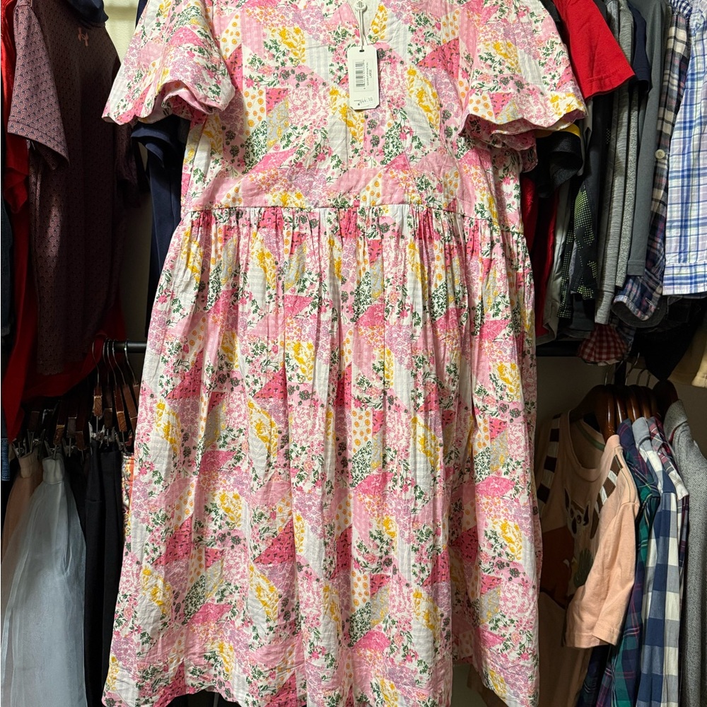 Simply Southern Pink Floral Patchwork Sundress